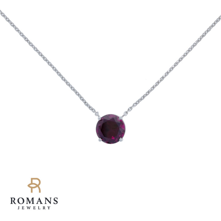 East African Rhodolite Garnet Necklace 14K White Gold 4.44CT