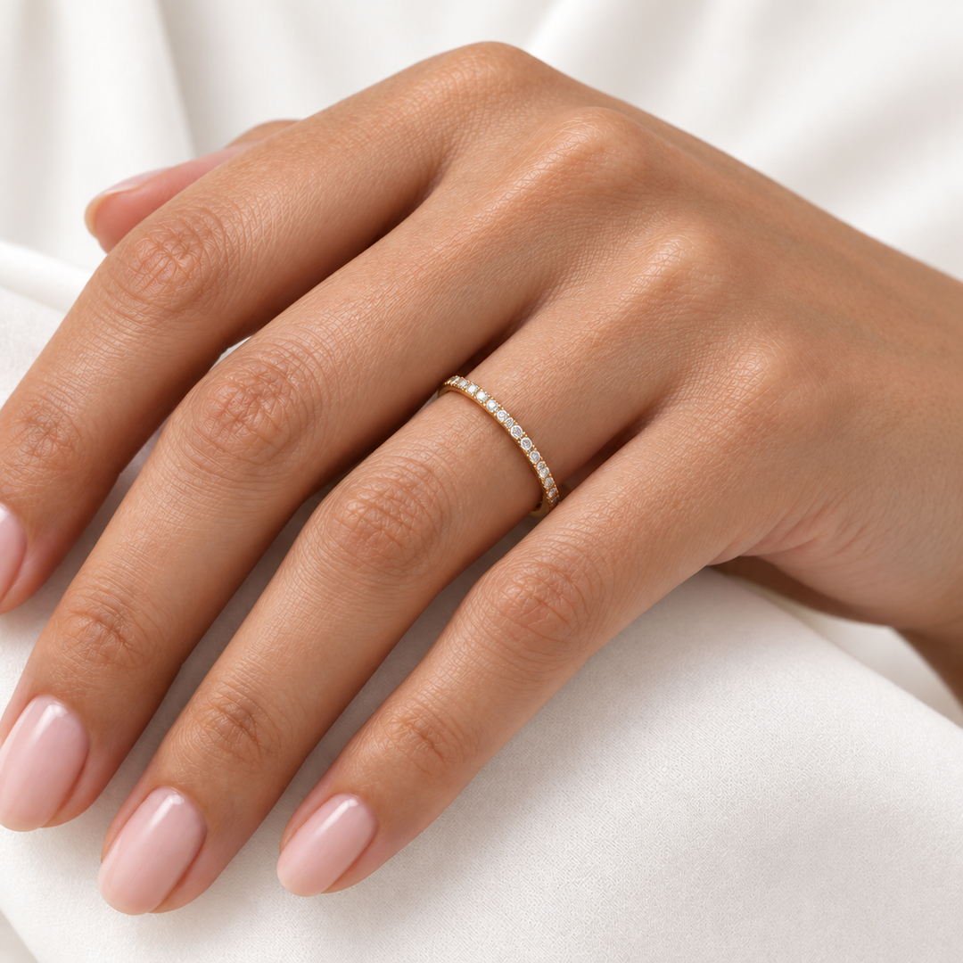 Dainty Diamond Stackable Band 14K Yellow Gold .11CTW