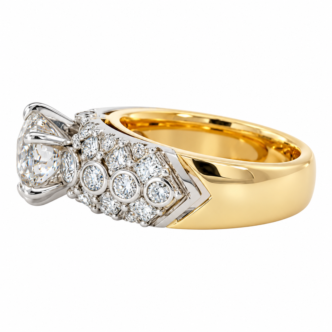 Natural Diamond Engagement Ring 5.15CTW 14K Two Tone