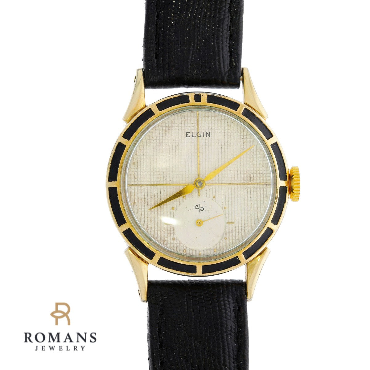 Elgin Enamel Bezel & Crosshair Dial Mens Watch Cal. 712 1940s