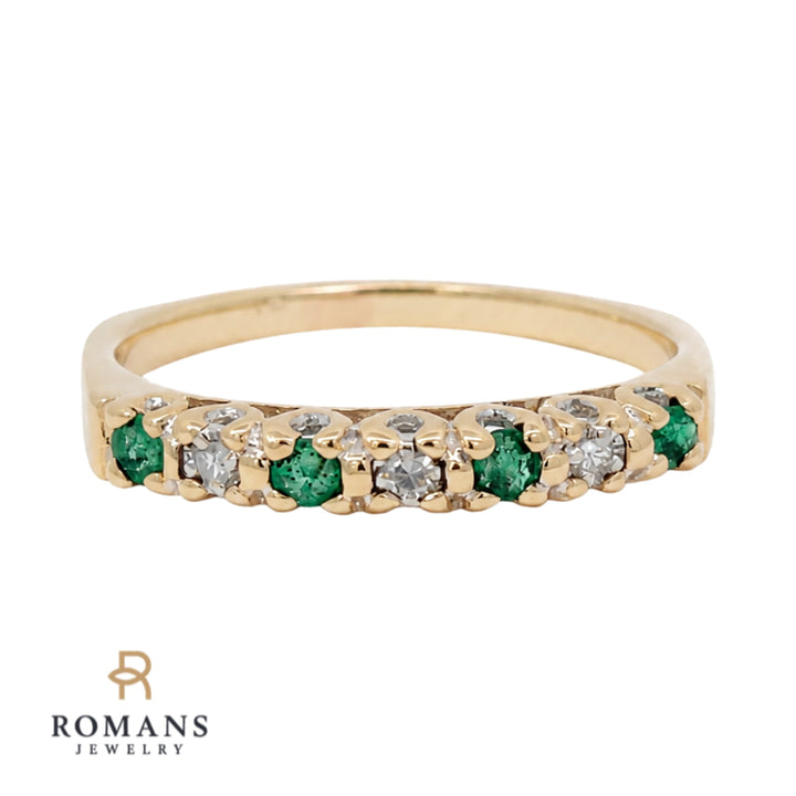 Emerald Diamond Retro Band 14K Yellow Gold 0.28CTW