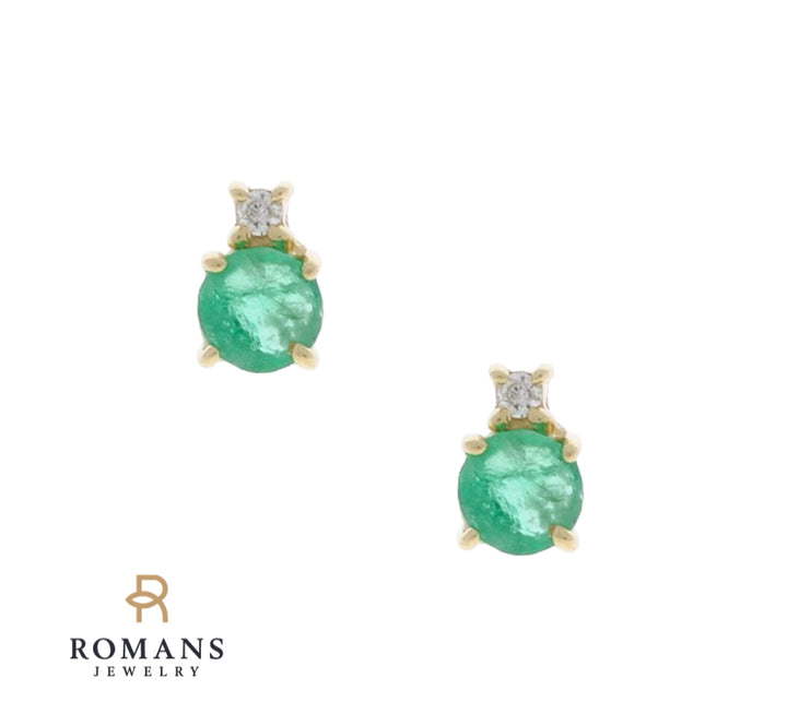 Emerald Diamond Studs 14K Yellow Gold .36CTW