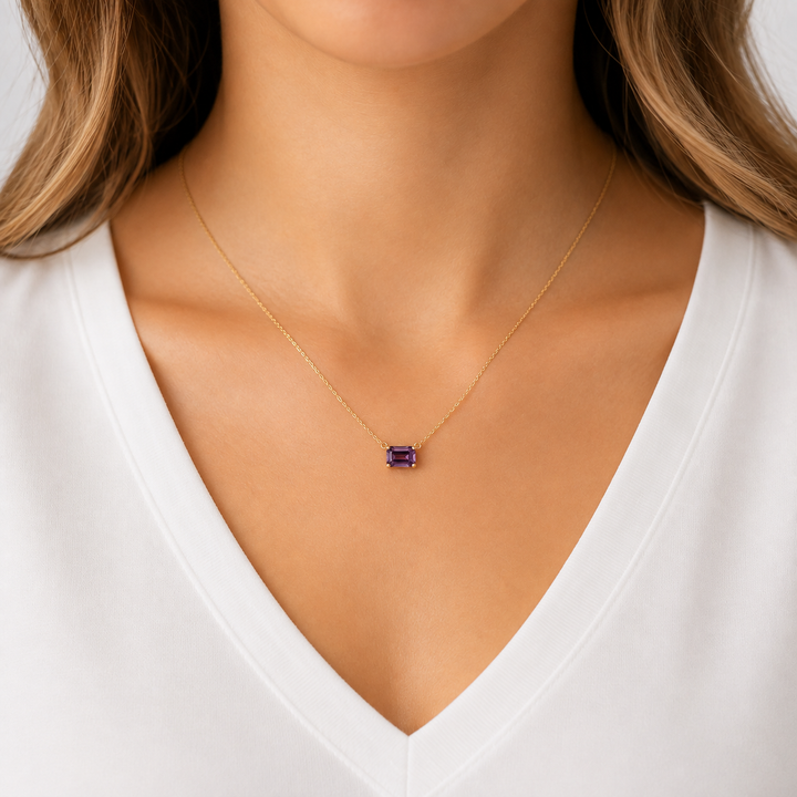 Amethyst Floating Pendant 14K Yellow Gold 1.17CT