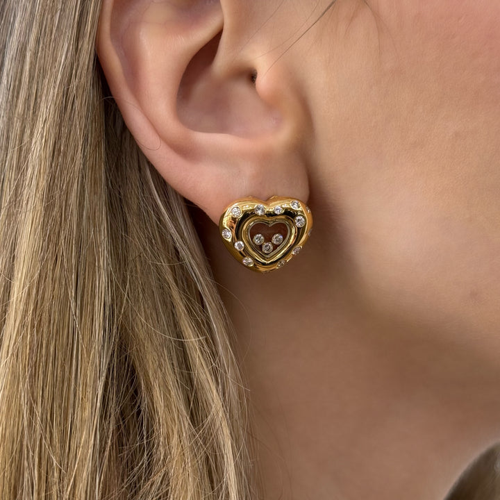 Chopard Heart Diamond Earrings 18K Yellow Gold 1.20CT
