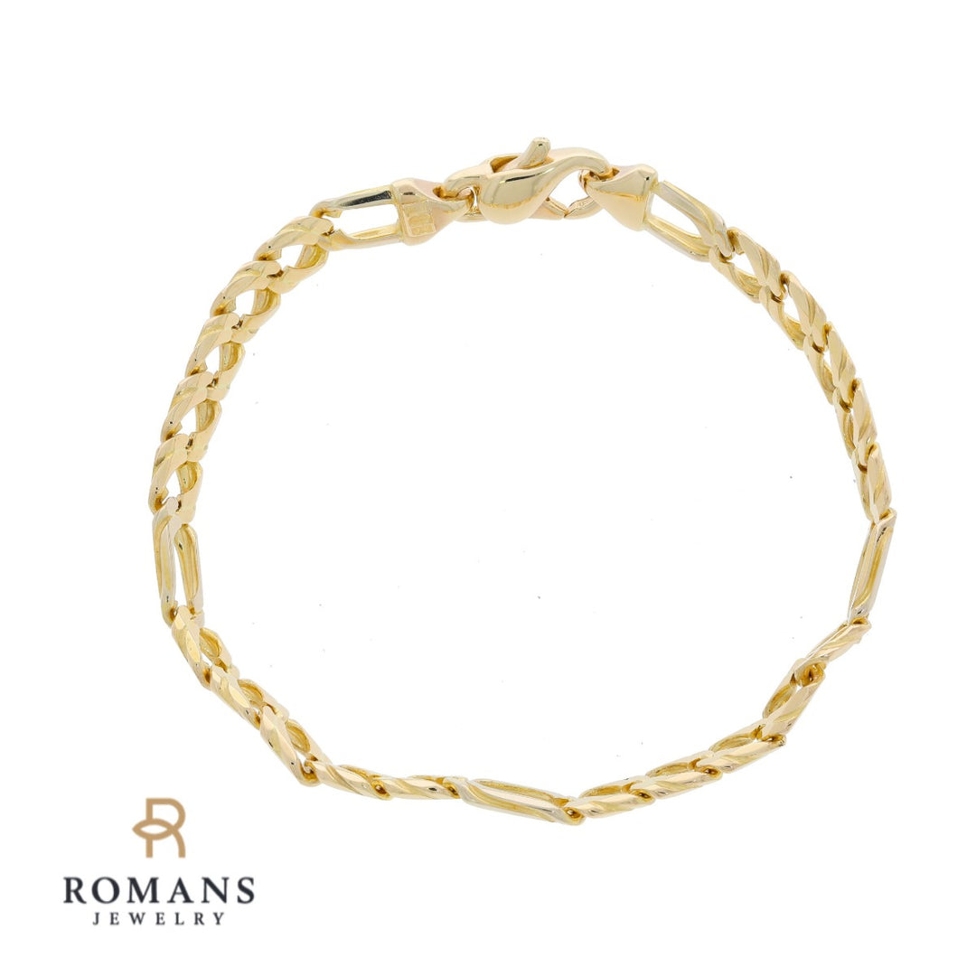 Flat Link Chain Bracelet 14K Yellow Gold