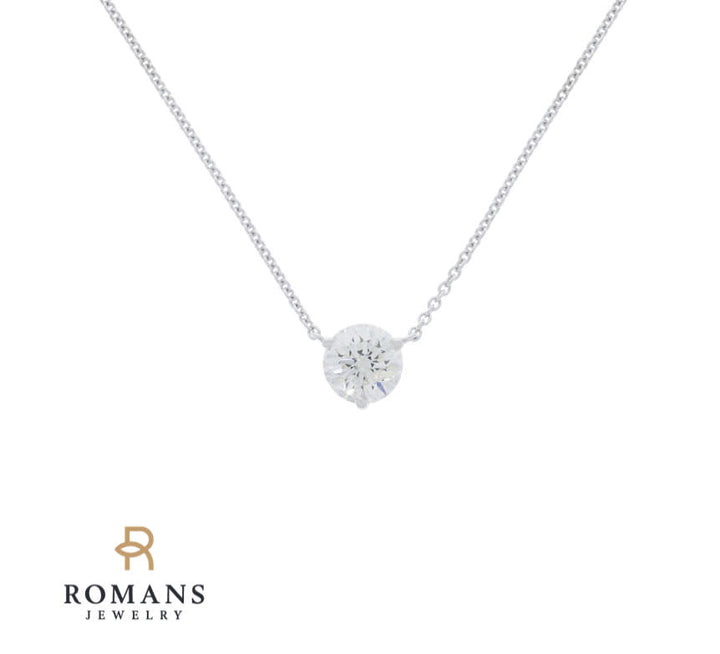 Floating Diamond Necklace 14K White Gold 1.03CT