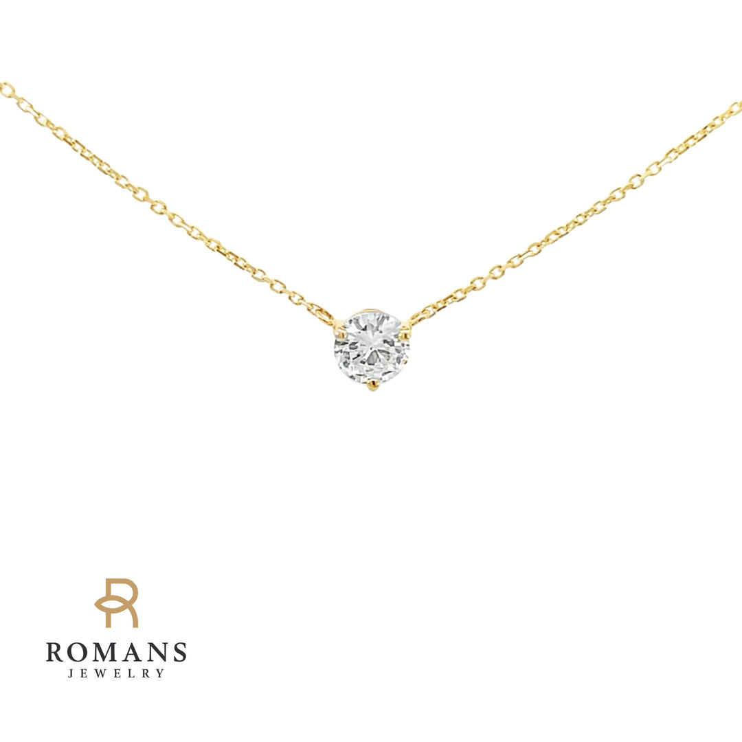 Floating Diamond Necklace 14K Yellow Gold .37CT GIA