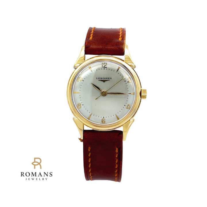 Longines Watch 1950s 10K Gold Filled 33mm Horn Lugs