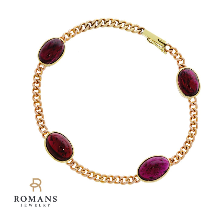 Garnet Bracelet 14K Yellow Gold 22CTW