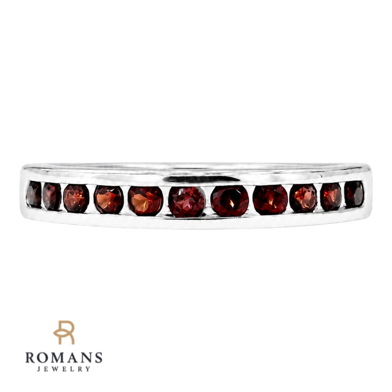 Garnet Channel Band 14K White Gold 0.33CTW