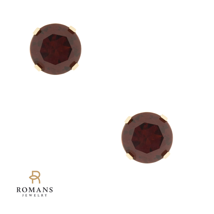 Garnet Stud Earrings 14K Yellow Gold 2.50CTW