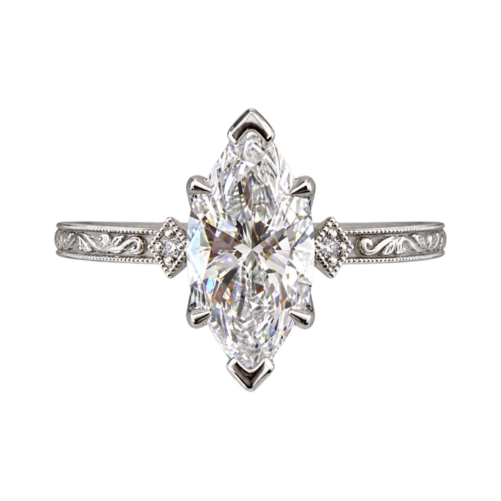Genevieve Marquise 1.55CT Lab Grown Diamond Vintage Inspired Engagement Ring 14K White Gold