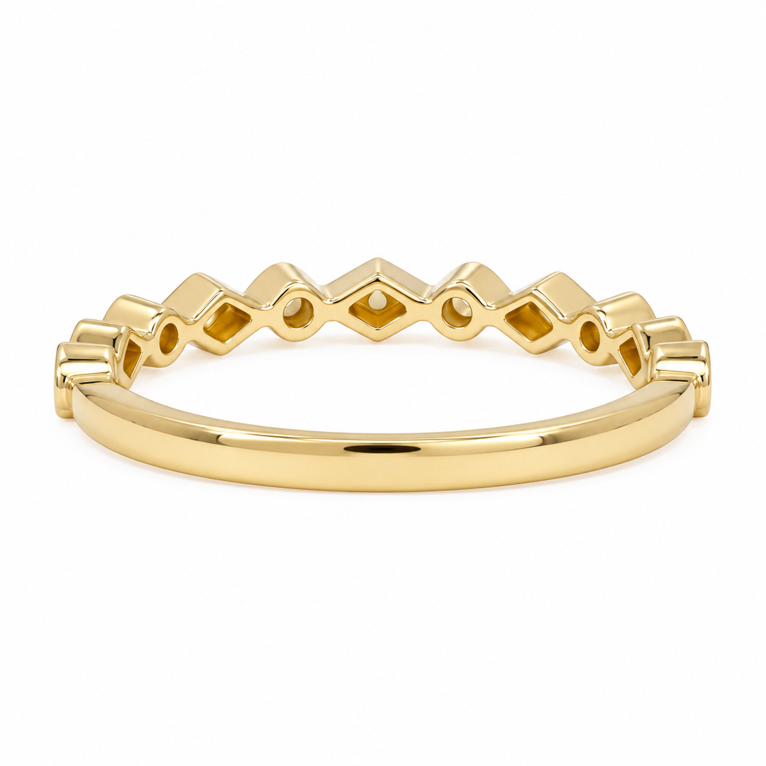 Geometric Diamond Wedding Band 14K Yellow Gold 0.21CTW