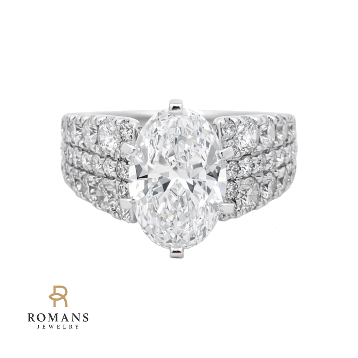 Gloria Multi-Row Diamond 2.50CT Oval Lab Diamond 14K White Gold