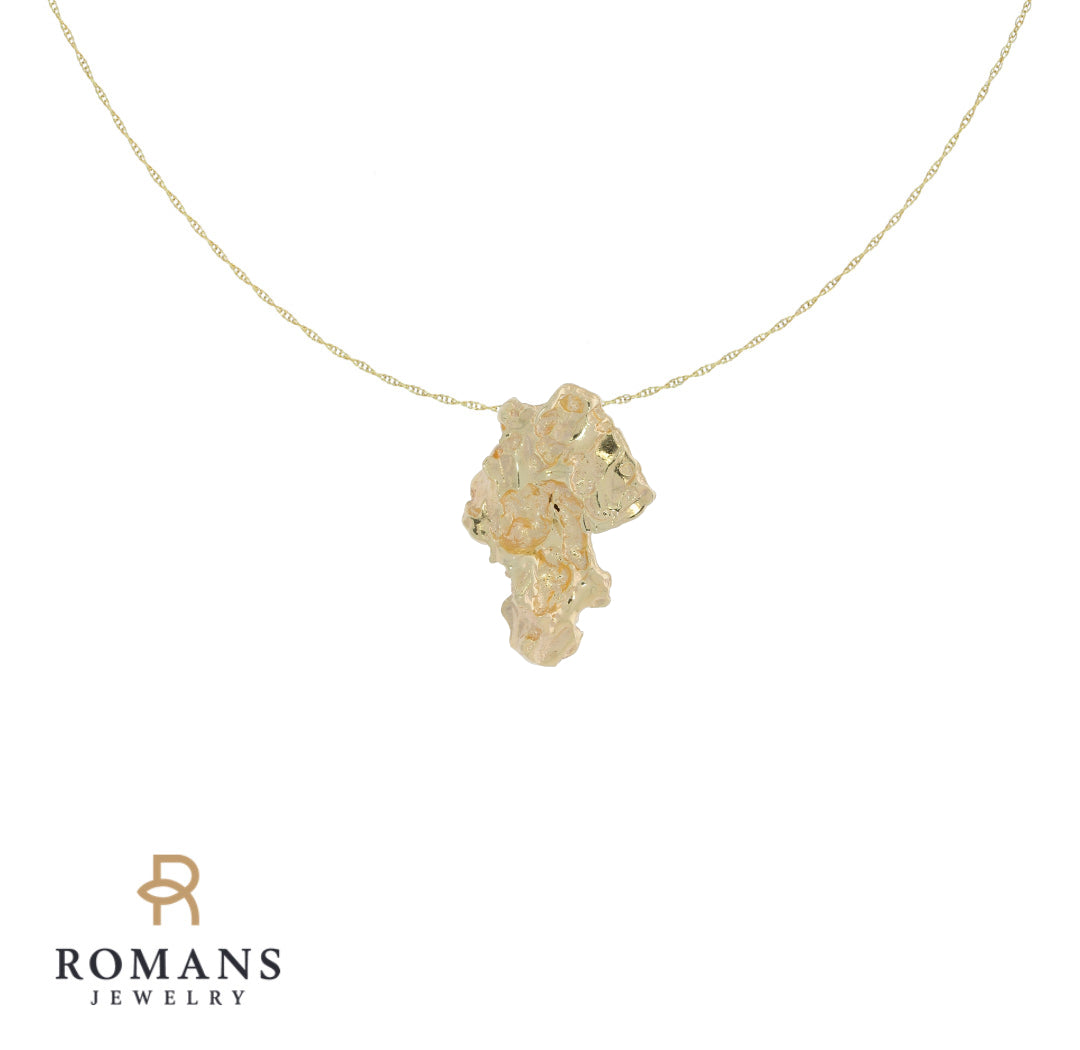 Gold Nugget Pendant 14K Yellow Gold