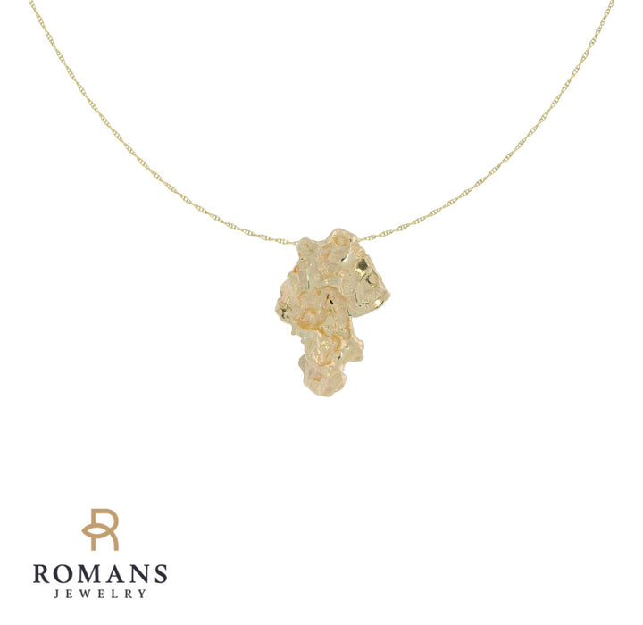 Gold Nugget Pendant 14K Yellow Gold
