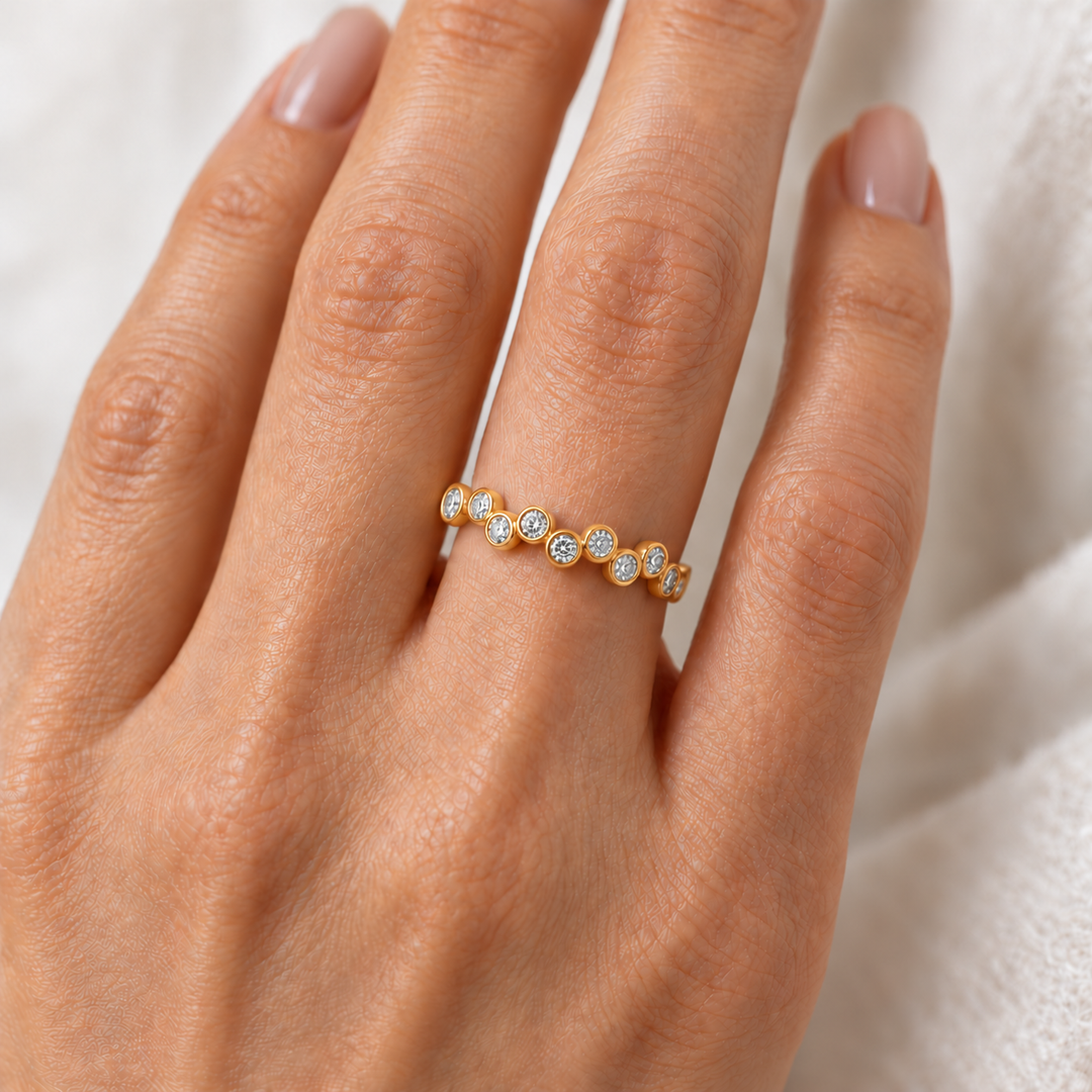 Bezel Set Bubble Diamond Band 14K Yellow Gold .32CTW