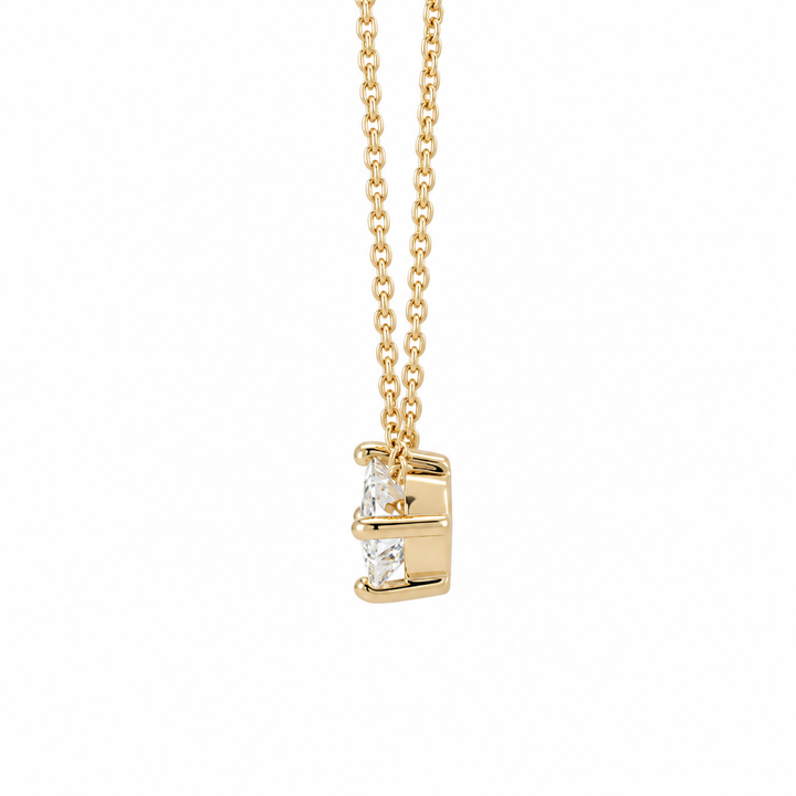 Princess Cut Diamond Floating Necklace 14K Yellow Gold .22CT