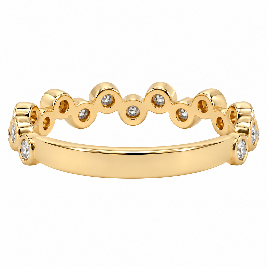 Bezel Set Bubble Diamond Band 14K Yellow Gold .32CTW
