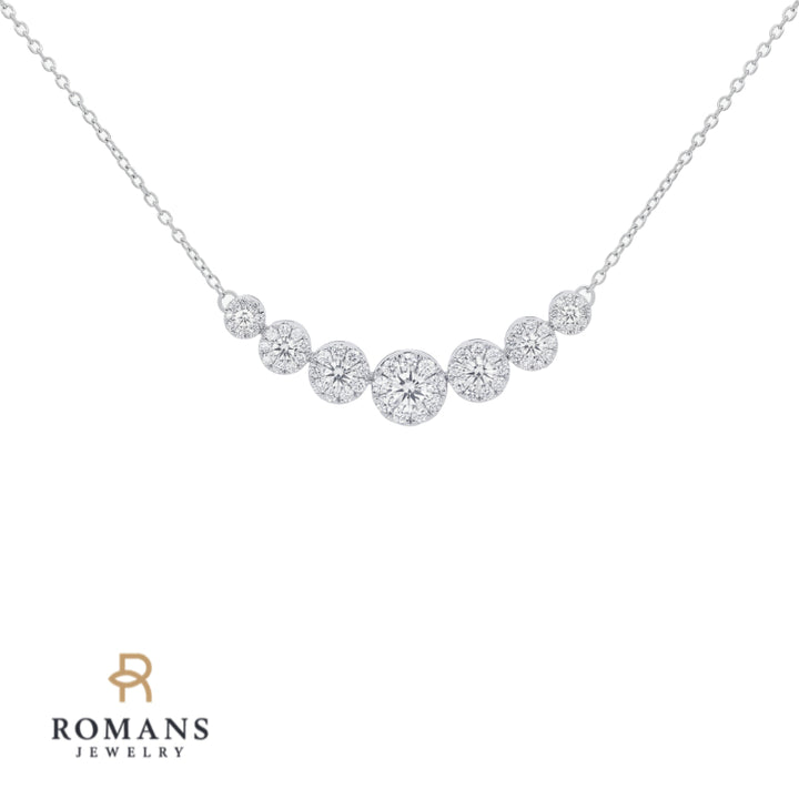 Graduated Diamond Cluster Necklace 0.66CT 10K White Gold
