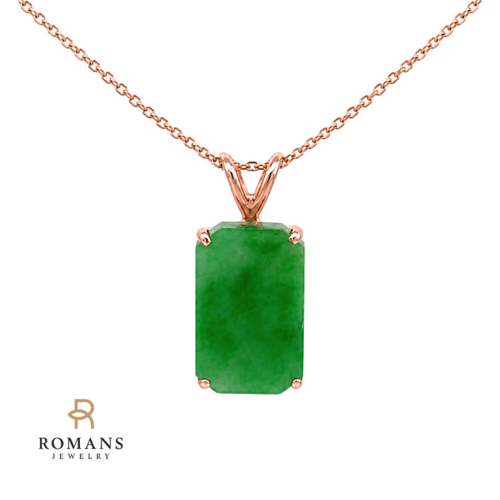Jade Tablet Floating Pendant 14K Rose Gold