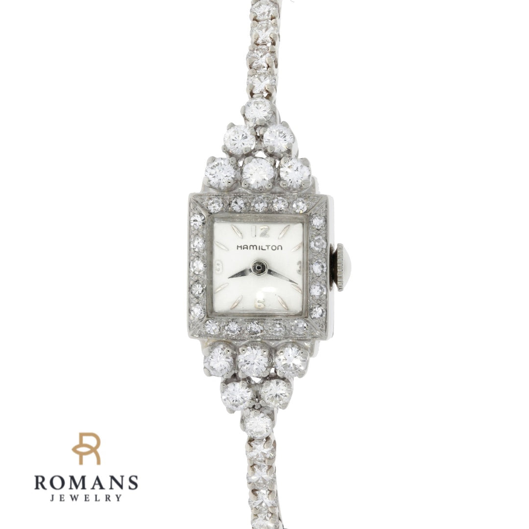 Hamilton Diamond Wrist Watch 1950's 14K White Gold
