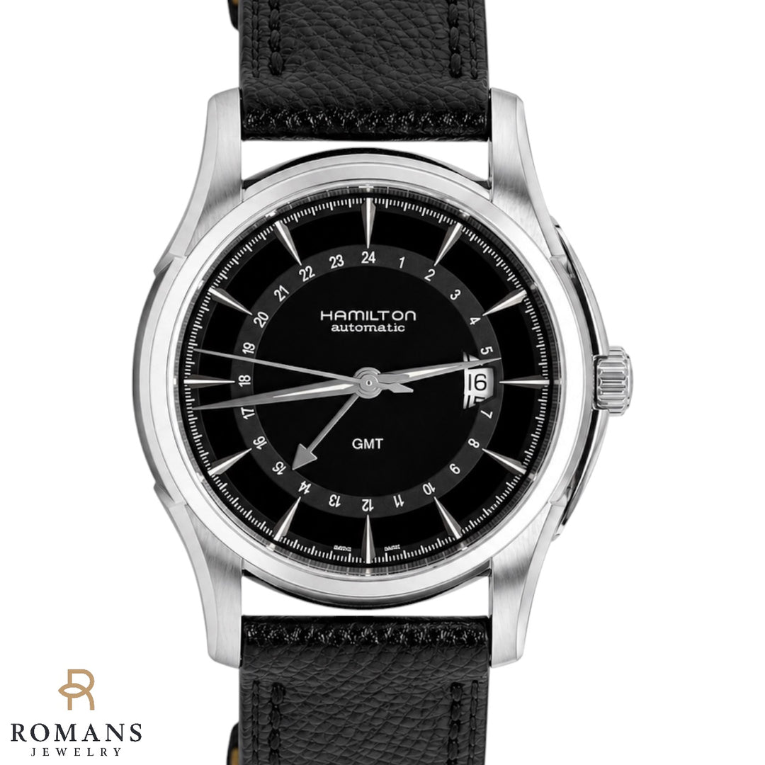 Hamilton Jazzmaster Traveler GMT Automatic Black Dial Leather Strap 40mm H325850