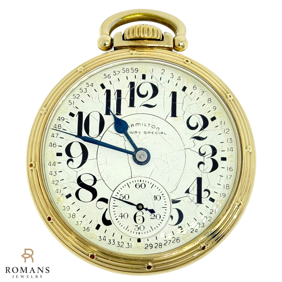 Hamilton Railway Special 992B Railroad Pocket Watch 10K Gold Filled Size 16