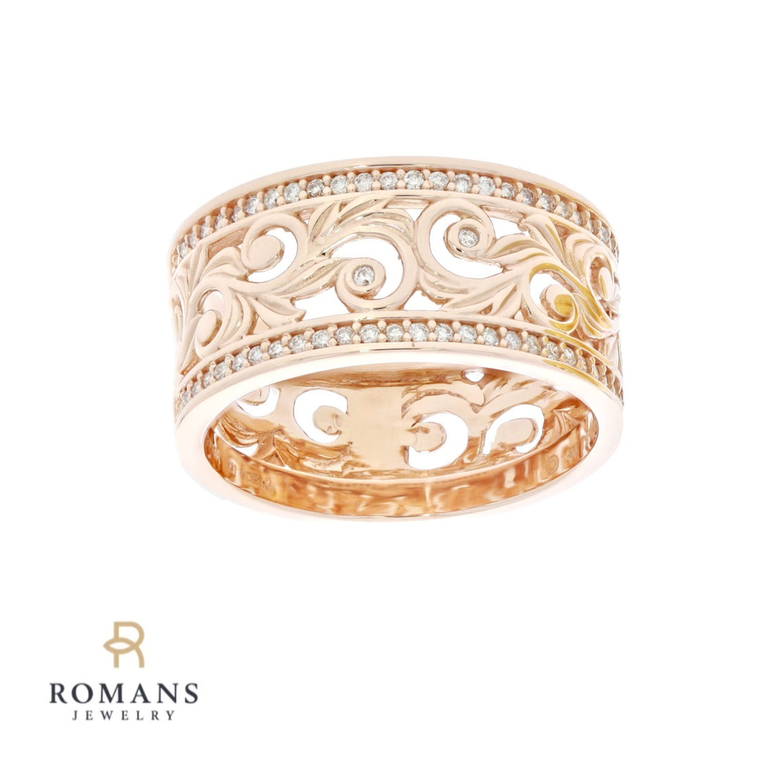 Hawaiian Filigree Diamond Band 14K Rose Gold .11CTW