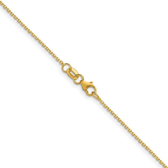 14K Yellow Gold Diamond Cut  Cable Solid Link Chain 1.1MM 20"