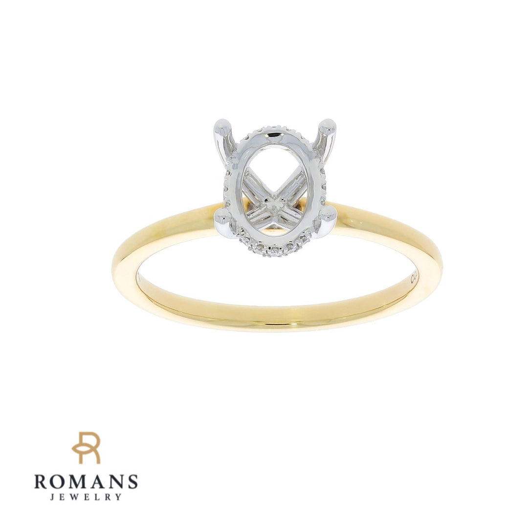 Hidden Halo Oval Engagement Ring 14K Two Tone