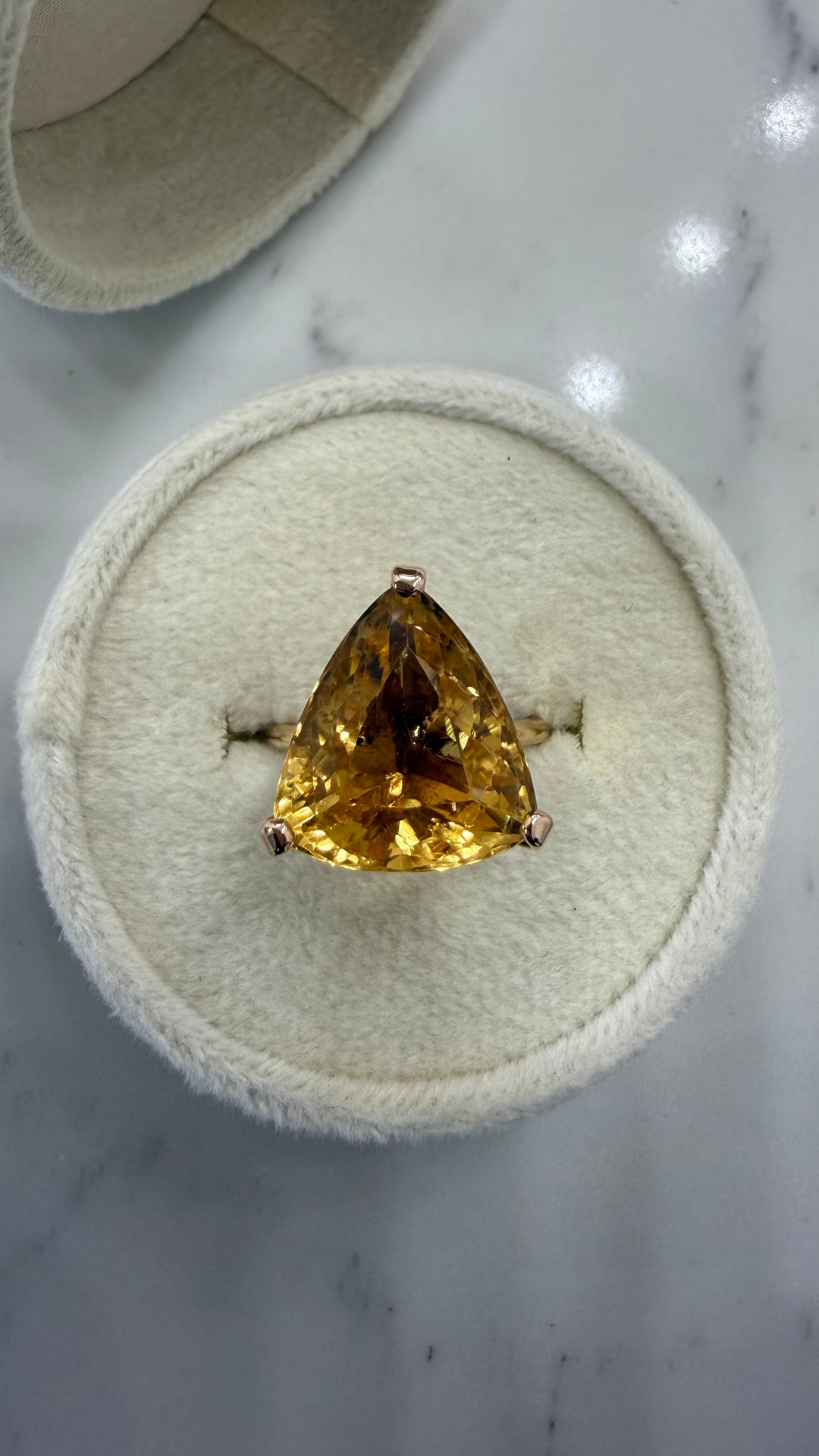 Citrine Trillion Cut Ring 14K Two Tone 8CT
