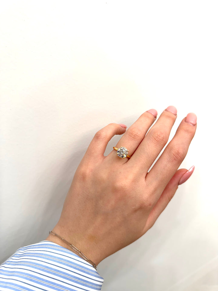 Isleana Solitaire 3CT Round Lab Diamond Ring 18K Yellow Gold