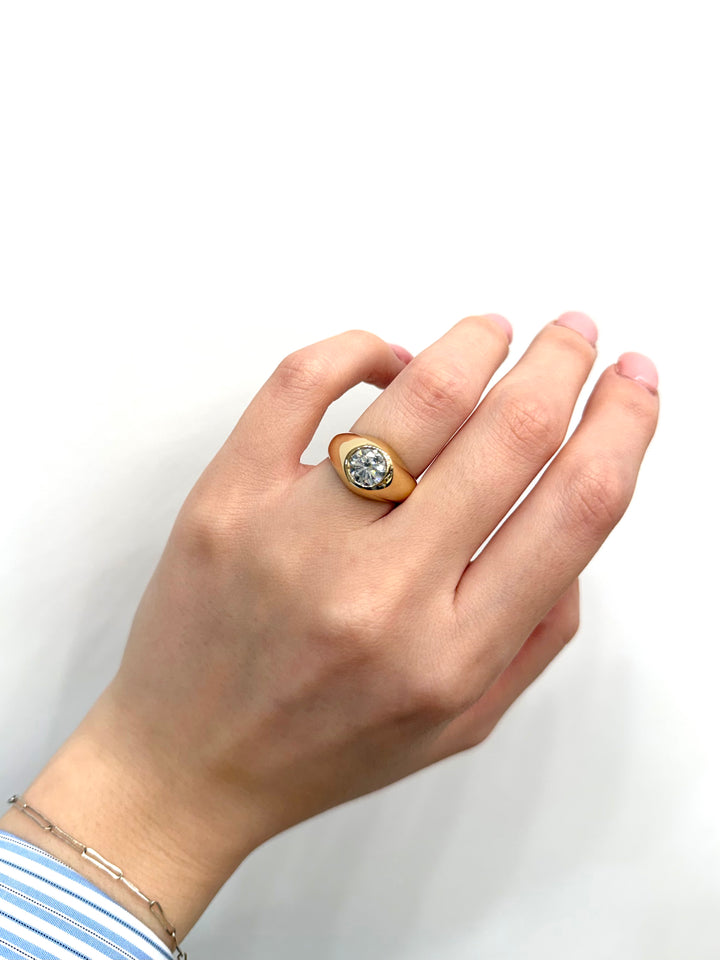 Diamond Bezel Set Mens Wedding Ring 14K Yellow Gold