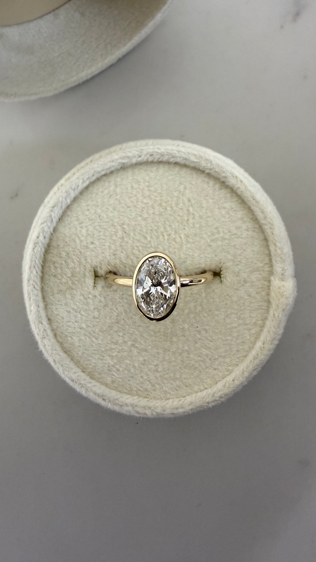 Roma Bezel Solitaire 1.50CT Oval Lab Diamond 14K Yellow Gold