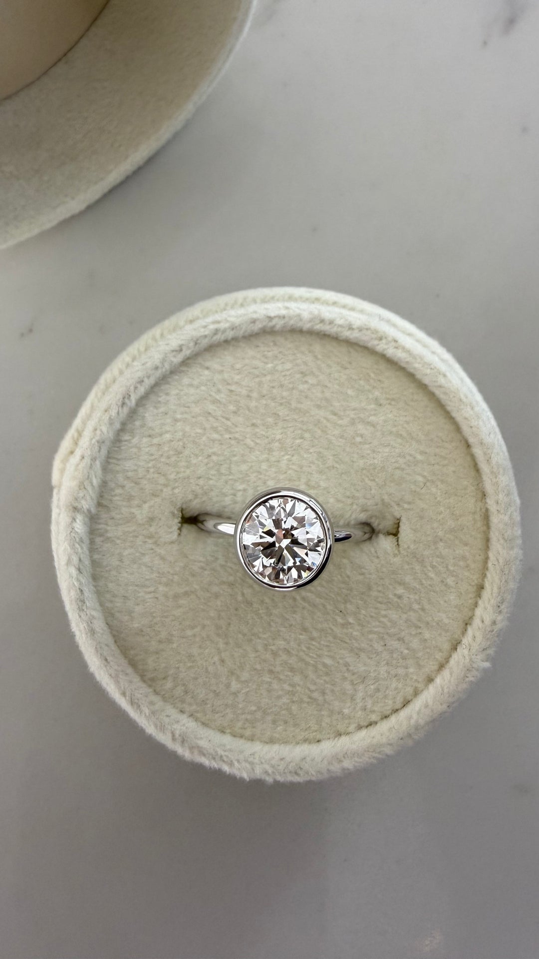 Roma Bezel Solitaire 2CT Round Lab Diamond 14K White Gold