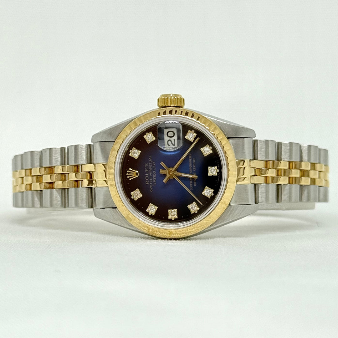 Rolex Datejust 26mm 16173 Blue Vignette Diamond Dial Two Tone Y-1989