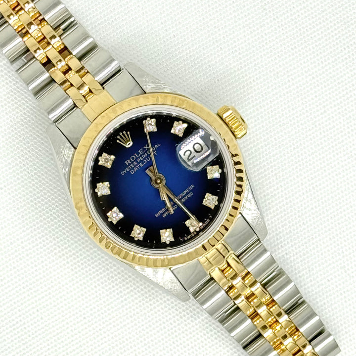 Rolex Datejust 26mm 16173 Blue Vignette Diamond Dial Two Tone Y-1989