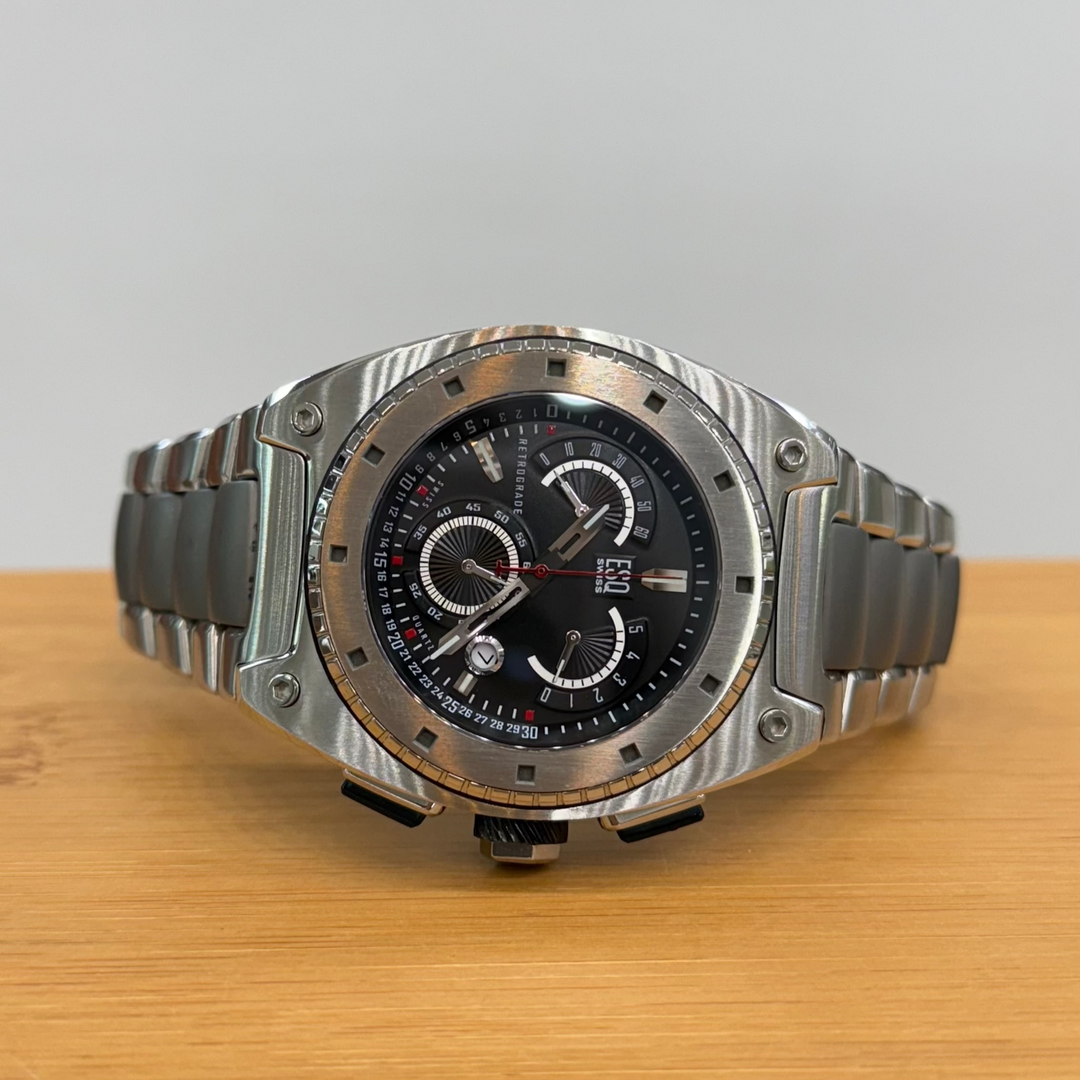 ESQ Movado Fusion Retrograde Watch Mens Steel Ceramic