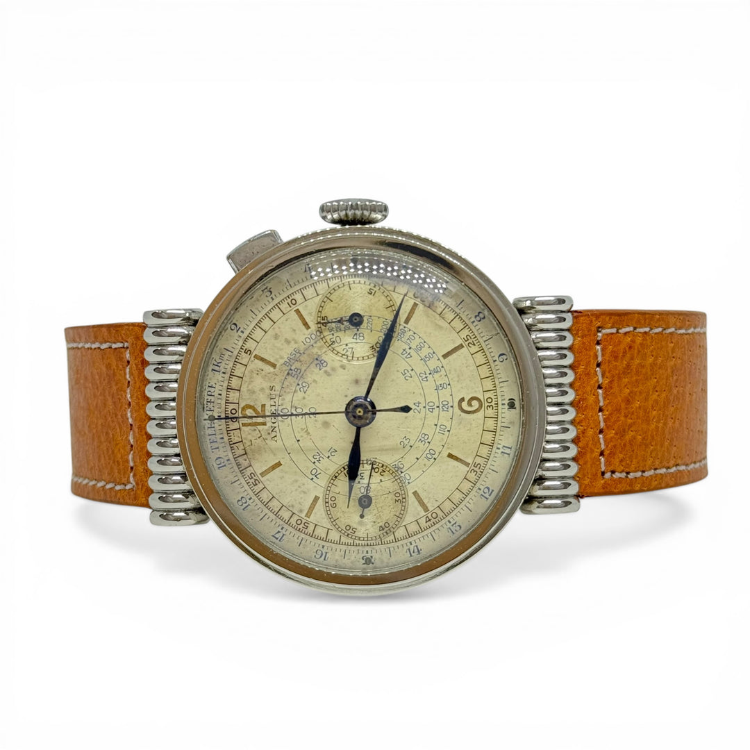 Angelus Chronograph 167351 35mm Military Hooded Lugs 17J