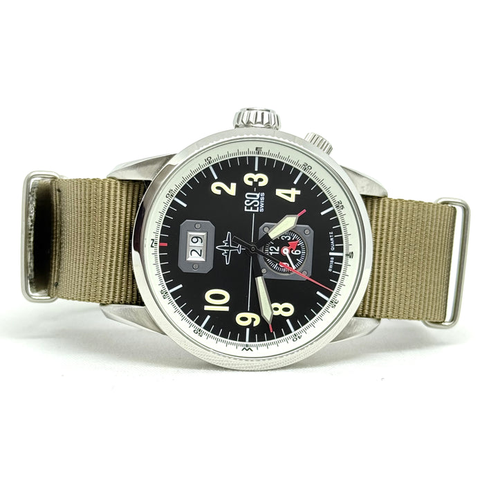 ESQ Swiss Pilot Watch Ref. E5453 Stainless Steel 43mm Quartz