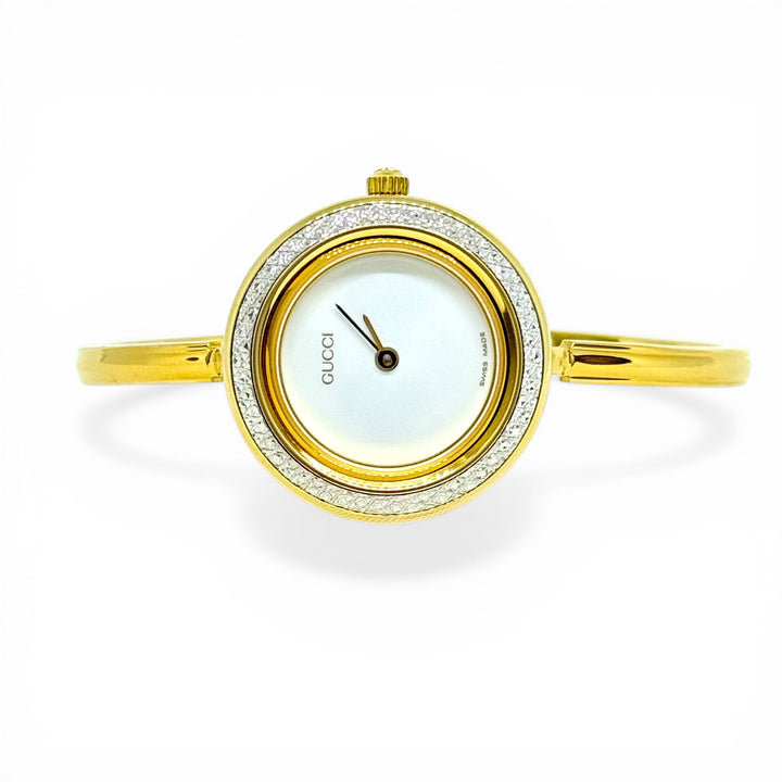 Gucci Ladies Bangle Watch Gold Plated Quartz 11/12.2