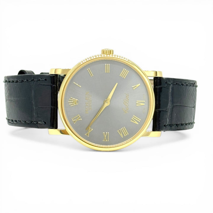 Rolex Cellini 5115/8 32mm 18K Yellow Gold Slate Roman Numeral Dial