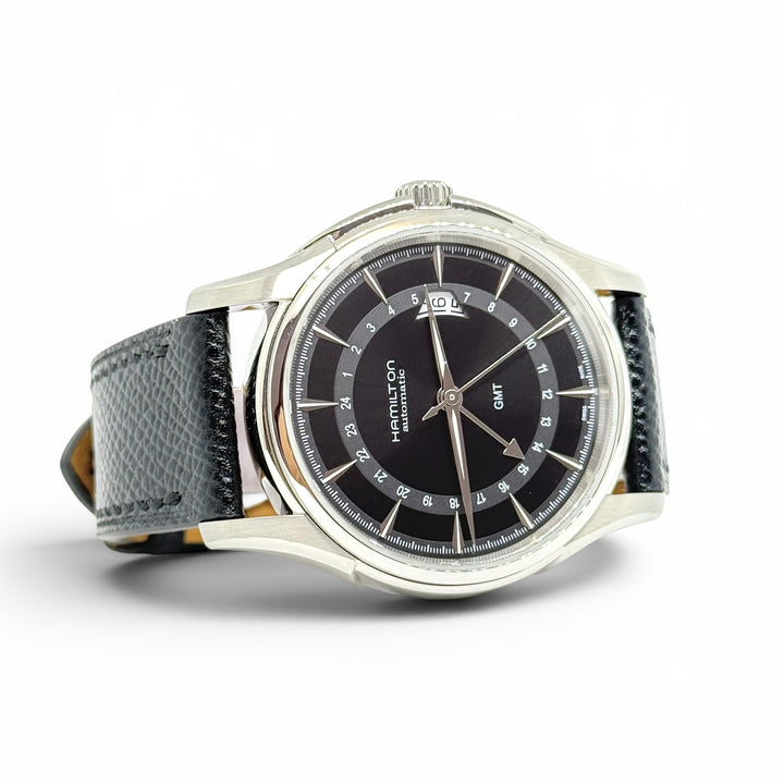 Hamilton Jazzmaster Traveler GMT Automatic Black Dial Leather Strap 40mm H325850