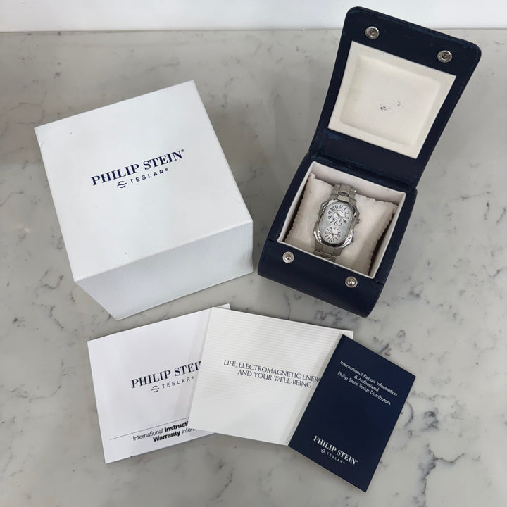 Philip Stein Teslar Dual Time Quartz Stainless Steel Watch 33mm