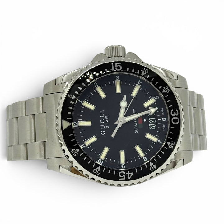 Gucci Dive 200M Quartz Black Dial Stainless Steel Watch 40mm Ref. 136.3