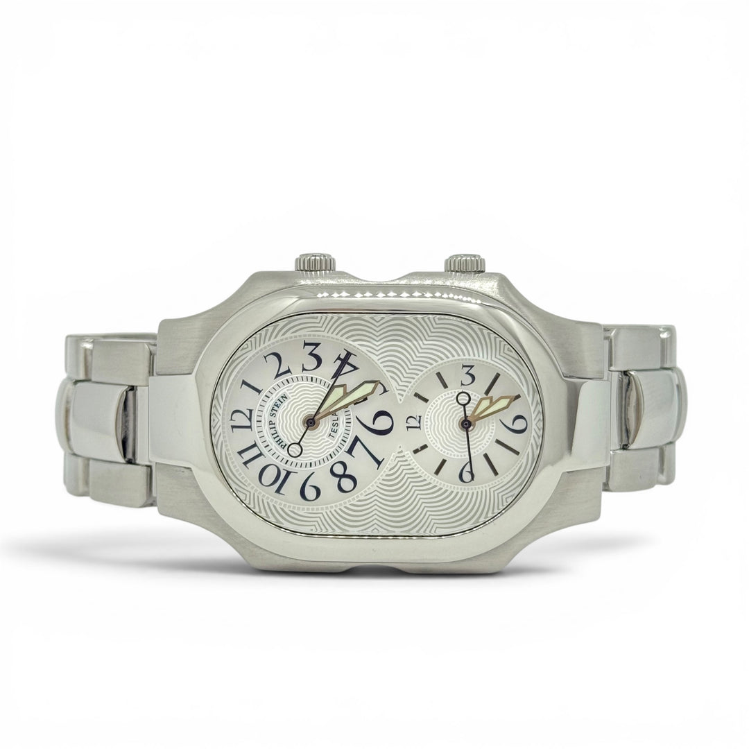 Philip Stein Teslar Dual Time Quartz Stainless Steel Watch 33mm