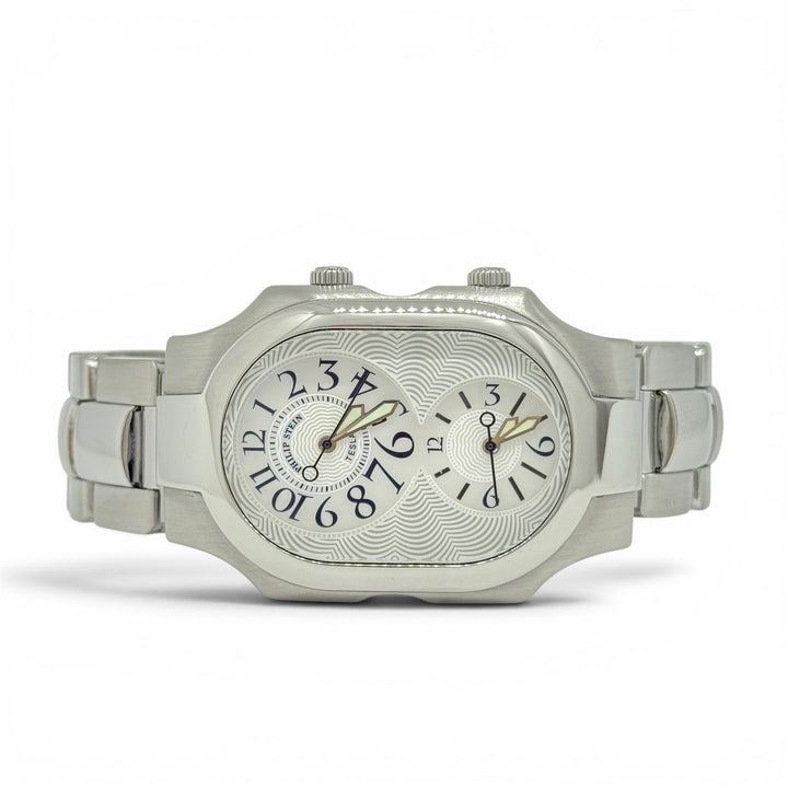 Philip Stein Teslar Dual Time Quartz Stainless Steel Watch 33mm