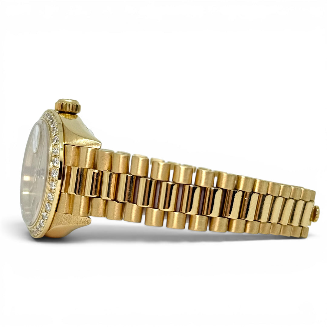 Rolex President 18K Yellow Gold Diamond Bezel Champagne Dial 26mm Ref. 69138
