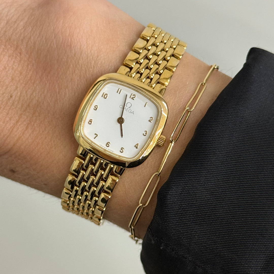 Omega Women’s Yellow-Tone Quartz Watch White Dial 21mm